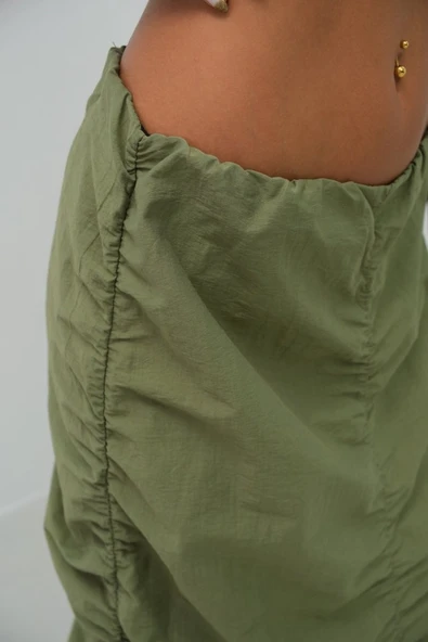 Büzgü Detay Maxi Etek - Resim 4