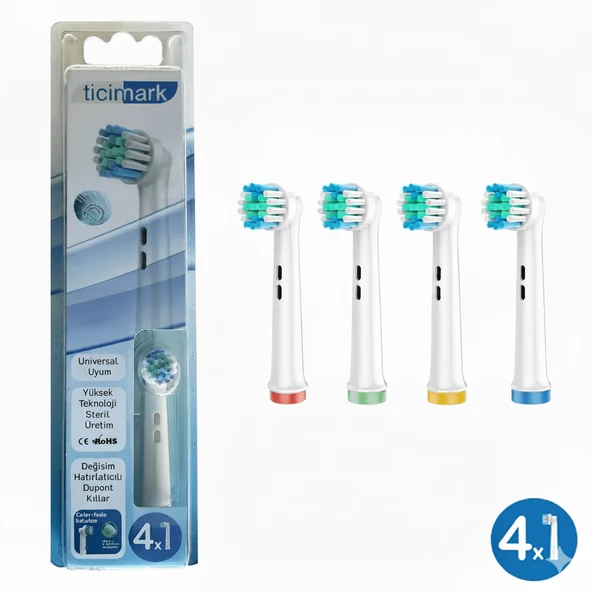 Ticimark Klasik Yumuşak Oral-B İle Uyumlu Diş Fırçası Başlığı - 4 Adet Yedek Başlık - 5