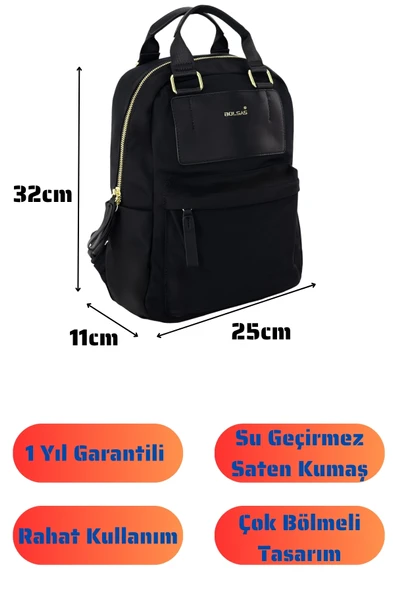 Bolsas Kadın Sırt Çanta Siyah 1047 - Resim 4