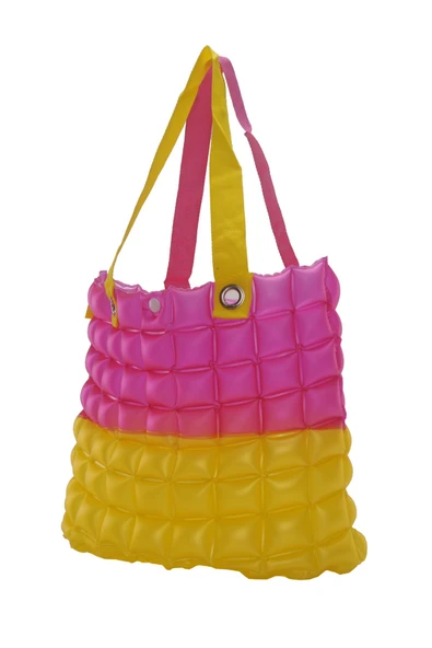 B.Y. Trend Kadın Plaj Çantası Sarı Pembe Şişme Omuz Çanta Br06 - Resim 2