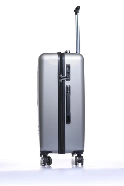 Orta Boy %100 Polikarbon Valiz Gri 1802 - Resim 3