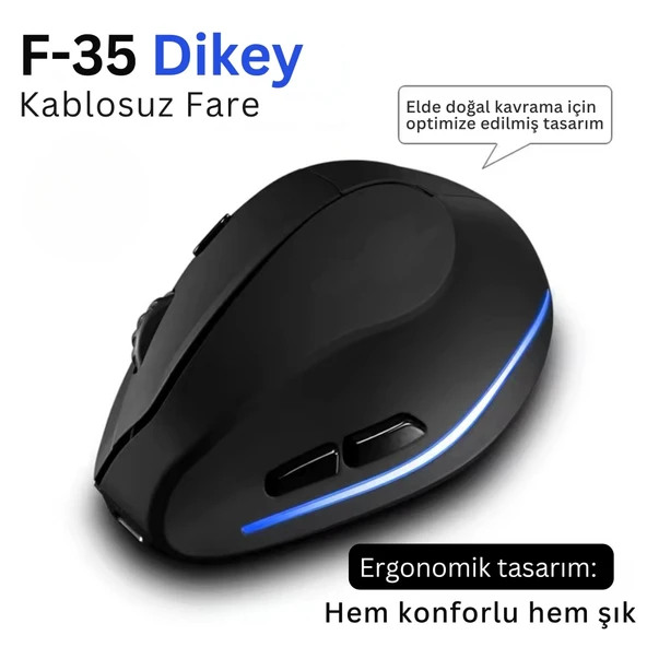 ShopyTech Zelotes F35 Dikey Kablosuz Mouse Ergonomik Şarjlı 2.4G 1000/1600/2400 DPI 6 Tuş - 10