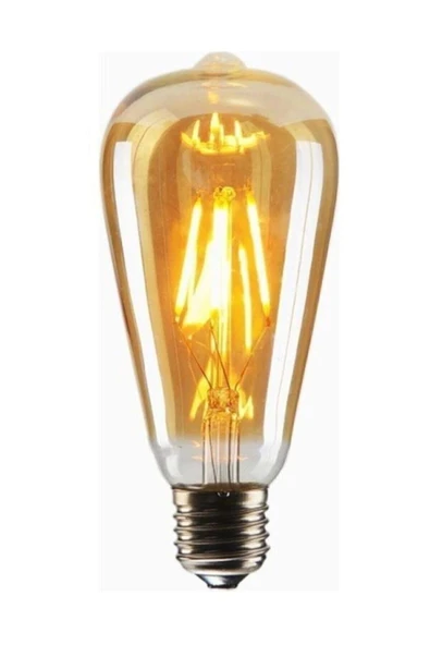 Rustik Led Ampul Amber E27 Duy Flamanlı Armut Tipi St64 Dekoratif - 1 Adet - Resim 2