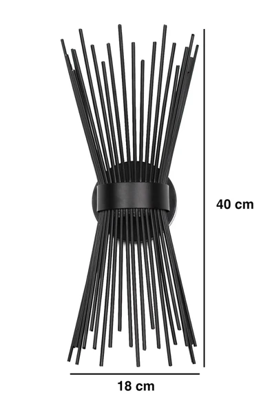 Kirpi Modeli Metal Çift Yönlü Beyaz Işık Siyah Kasa Duvar Aydınlatma Pilli Aplik - 6