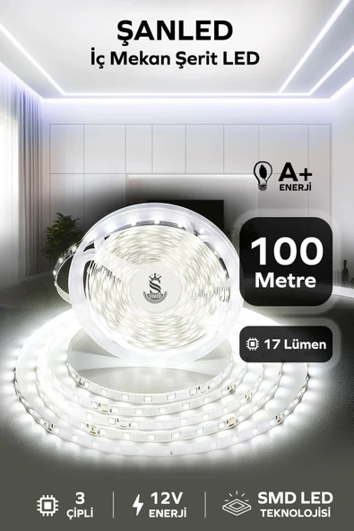 3 Çipli Iç Mekan Beyaz Işık Şerit Led 100 Metre ürün görseli 1