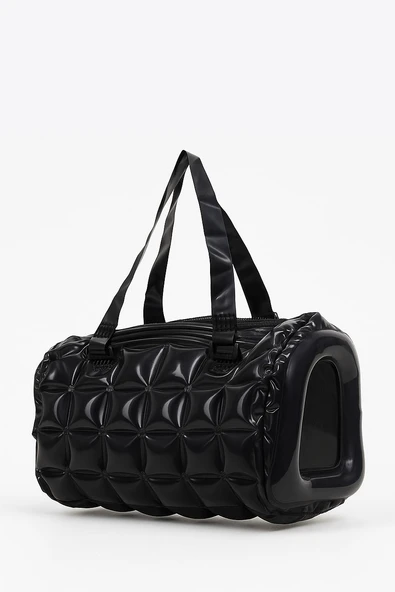 B.Y. Trend Kadın Plaj Çantası Siyah Şişme Omuz Çanta Br04 - Resim 2