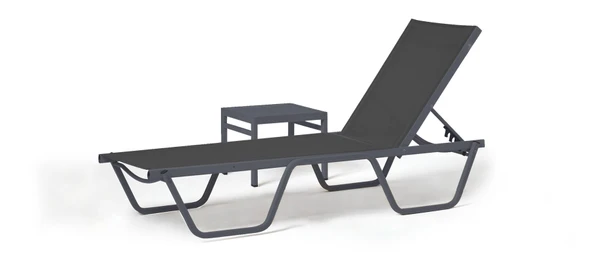 Erinöz Asos Alüminyum Fileli Şezlong + Sehpa - Antrasit ürün görseli 1