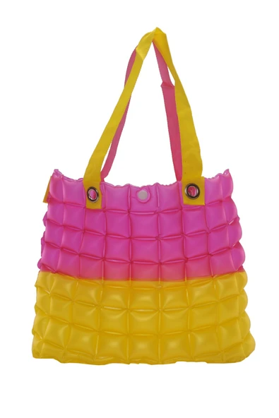 B.Y. Trend Kadın Plaj Çantası Sarı Pembe Şişme Omuz Çanta Br06 ürün görseli 1