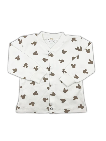 Sema Baby Mickey Mouse Bebek Pijama Takımı - Ekru 6-9 Ay - Resim 2