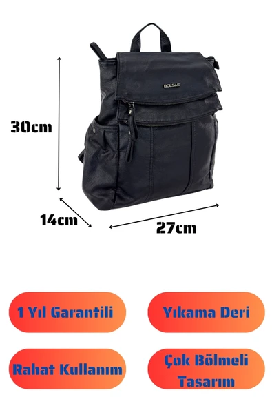 Bolsas Kadın Sırt Çanta Siyah 1044 - Resim 4