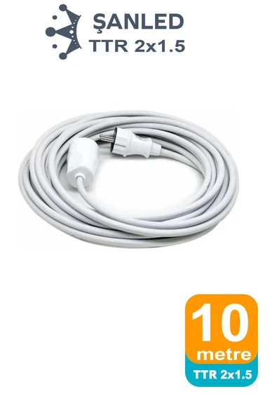 Uzatma Kablosu 2x1,5 mm TTR Topraklı Seyyar Kablo 10 metre