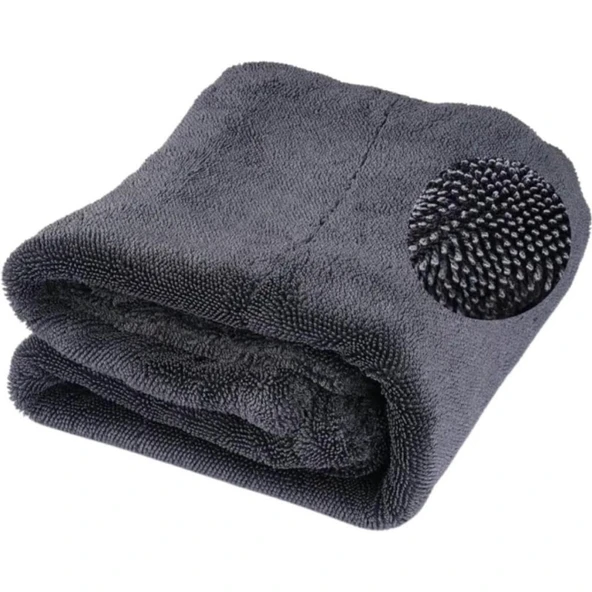 Polham XL 60X90CM 1200GSM Süper Su Emici Özellikli Mikrofiber Araç Kurulama Havlusu, Çizik ve İz Bırakmaz Bez - Resim 6