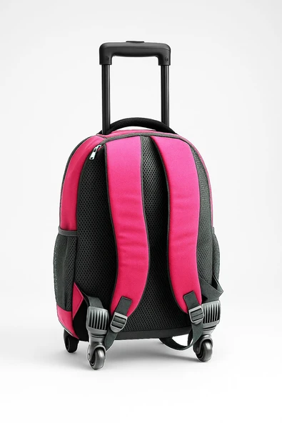 Çekçekli 4 Tekerlekli Sırt Çantası Kırmızı 1175 - Resim 3