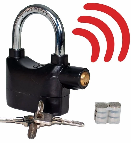 110 Desibel Alarmlı Asma Kilit Bisiklet Motosiklet Kilidi Hareket Sensörlü Alarm Ekstra Güvenlik - 3