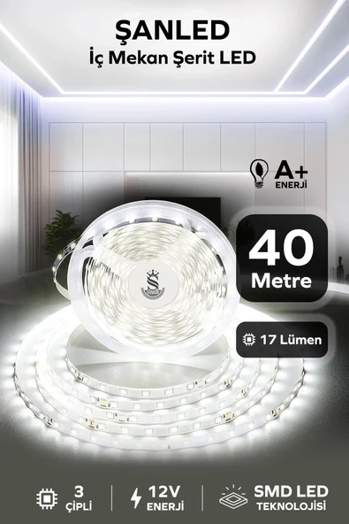 3 Çipli Iç Mekan Beyaz Işık Şerit Led 40 Metre ürün görseli 1