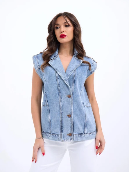 5751 KOT YELEK-MAVİ - Resim 3