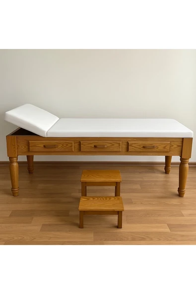 Masmel Ahşap Eskobalı Muayene Masası Parvan 3 lü takım - 5