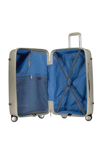 Polipropilen Valiz 2'li Valiz Seti Orta Boy - Kabin Boy Gri 04pc7070 - Resim 5