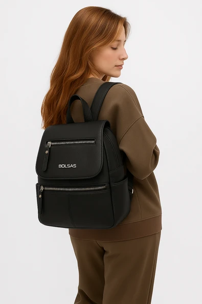 Bolsas Kadın Sırt Çanta Siyah 1040 - Resim 4