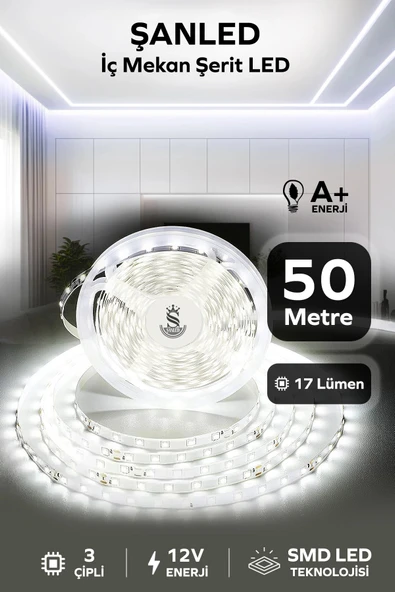 3 Çipli Iç Mekan Beyaz Işık Şerit Led 50 Metre ürün görseli 1