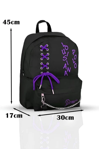 Louisiana Polo Okul Seti – Çanta + Termal Beslenme + Kalemlik + Yeşil Matara Mor 1141 - 2