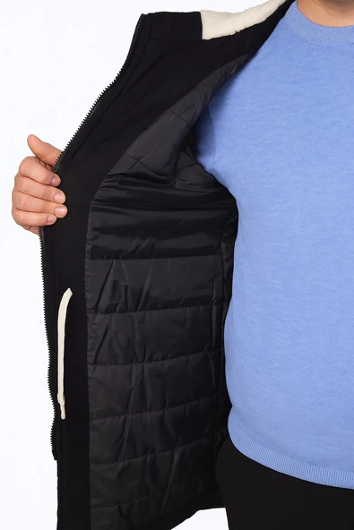 Plus Scorpion Siyah Erkek Gabardin Kapitone Astarlı Kaban – Şık, Sıcak ve Su Geçirmez - Resim 5