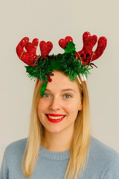 Led Işıklı Simli Geyik Boynuzlu Yılbaşı Tacı – Kutlama ve Parti Aksesuarı (1) - Resim 3