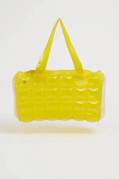 B.Y. Trend Kadın Plaj Çantası Sarı Şişme Omuz Çanta Br04 - Resim 2