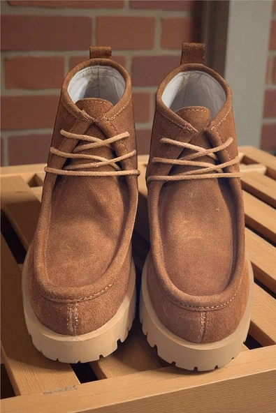 Taba Hakiki Deri Süet Bağcıklı Bot - Resim 2