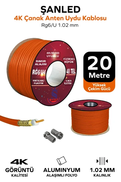 Anten Uydu Kablosu Rg6 U4 Tv Anten Kablo - 20 Metre
