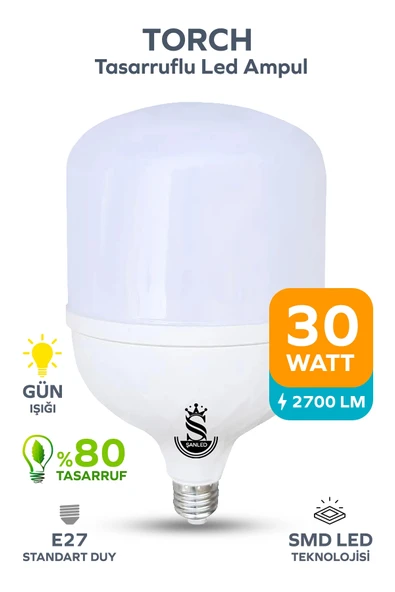 30w Tasarruflu E27 Sarı Işık Torch Led Ampul 1 Adet