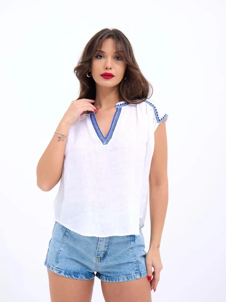 7162 BLUZ-BEYAZ ürün görseli 1