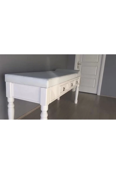 WE CHEM Ahşap Çekmeceli Muayene Masası Beyaz