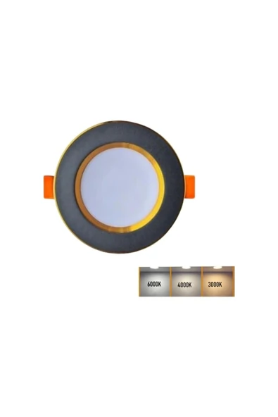 7W 3 Renkli (Beyaz, Gün Işığı, İkisi bir arada) Siyah Gold Led Spot Lamba 100 Adet - Resim 3