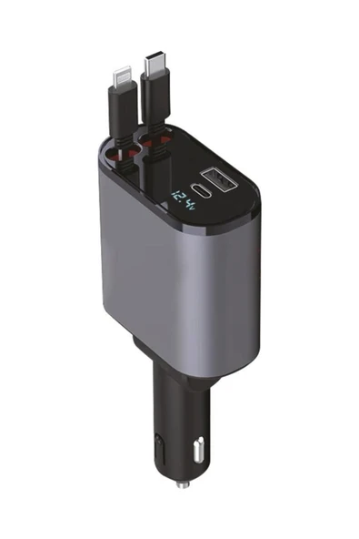 TORİMA G16 120W Süper Hızlı Araç Şarjı, Entegre Type-C ve Lightning Kablo - 5