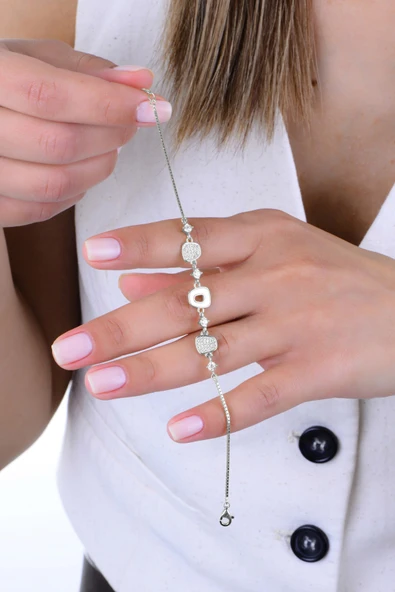 Gümüş rodyumlu sedef ve zirkon taşlı ahenk bileklik SGTL12920RODAJ ürün görseli