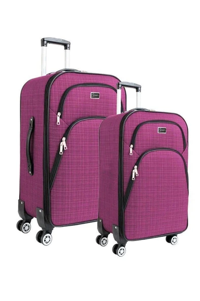 Orta ve Kabin Boy Valiz Seti 4 Teker Kumaş Valiz Pembe 1081 ürün görseli