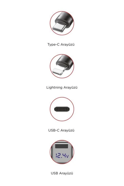 TORİMA G16 120W Süper Hızlı Araç Şarjı, Entegre Type-C ve Lightning Kablo - 4