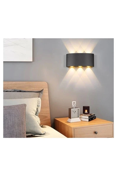 Dekoratif 10w Çift Yönlü Iç-dış Mekan Siyah Kasa Amber Rengi Işık Duvar Aplik 8 Adet - 2