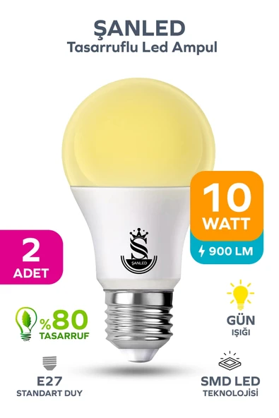 10W Tasarruflu Gün Işığı Led Ampul 2 Adet