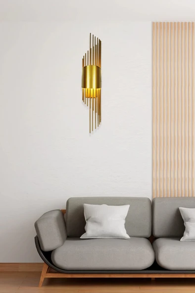 Sarkıt Modeli Metal Çift Yönlü Beyaz Işık GOLD KASA Duvar Aydınlatma Pilli Aplik - 3