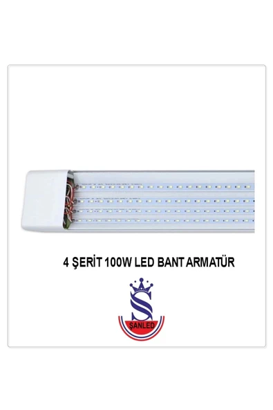 100Wat 120 cm KRİSTAL Yatay LED Bant Armatür-Trafolu Beyaz Işık 10 Adet - 5