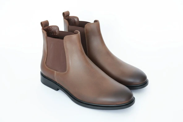 VALE Erkek Hakiki Deri El Yapımı 7 cm Boy Uzatan Chelsea Bot - Resim 6