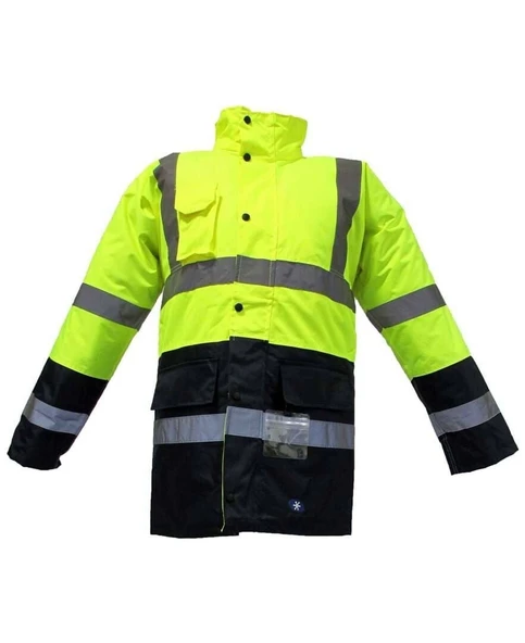 Waterproof Fosforlu Oxford Parka Sarı Lacivert XXXL beden JUNIOR JN1013