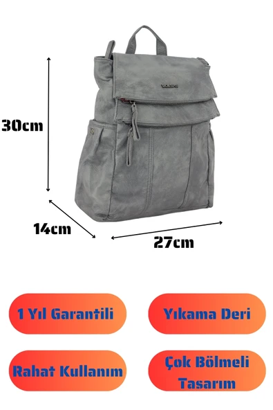 Bolsas Kadın Sırt Çanta Gri 1044 - Resim 4