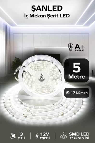 3 Çipli Iç Mekan Beyaz Işık Şerit Led 5 Metre