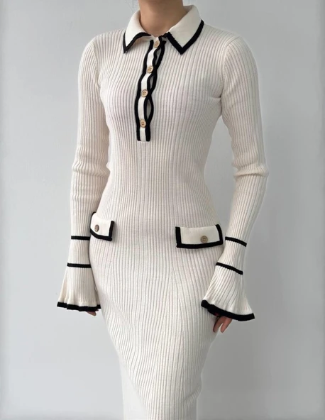 Wale Cep Detaylı Elbise - Resim 4