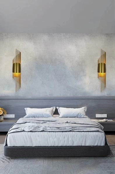 Sarkıt Modeli Metal Çift Yönlü Gün Işığı GOLD KASA Duvar Aydınlatma Pilli Aplik - 4