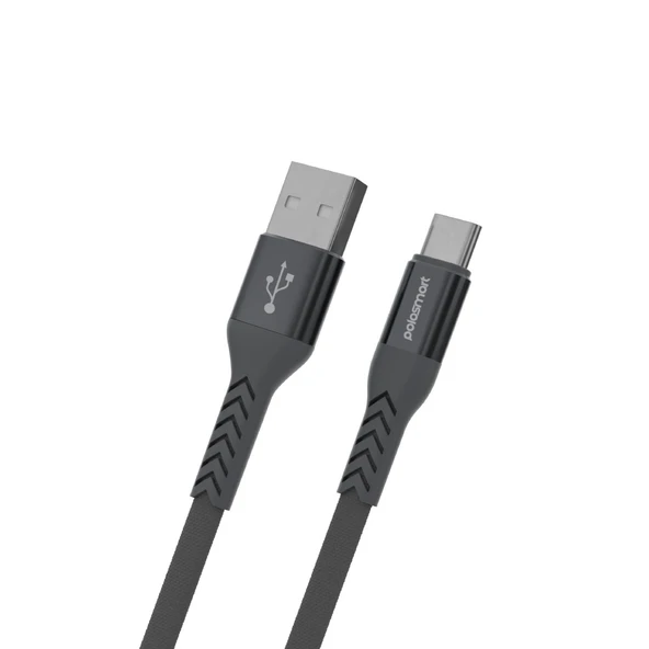 Polosmart PBS419 Type-C Şarj Kablosu 1.2M 2.4A Hızlı Şarj & Veri Aktarım Ultra Dayanıklı Gri ürün görseli 1