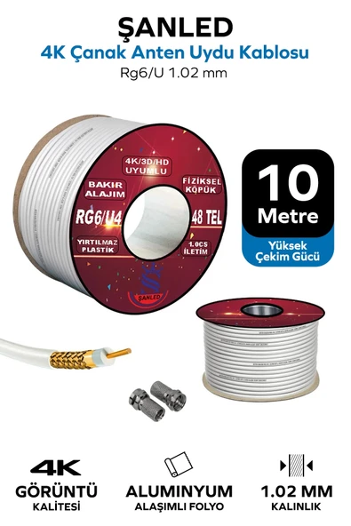 Anten Uydu Beyaz Kablo Rg6 U4 Tv Anten Kablo 48 Tel - 10 Metre